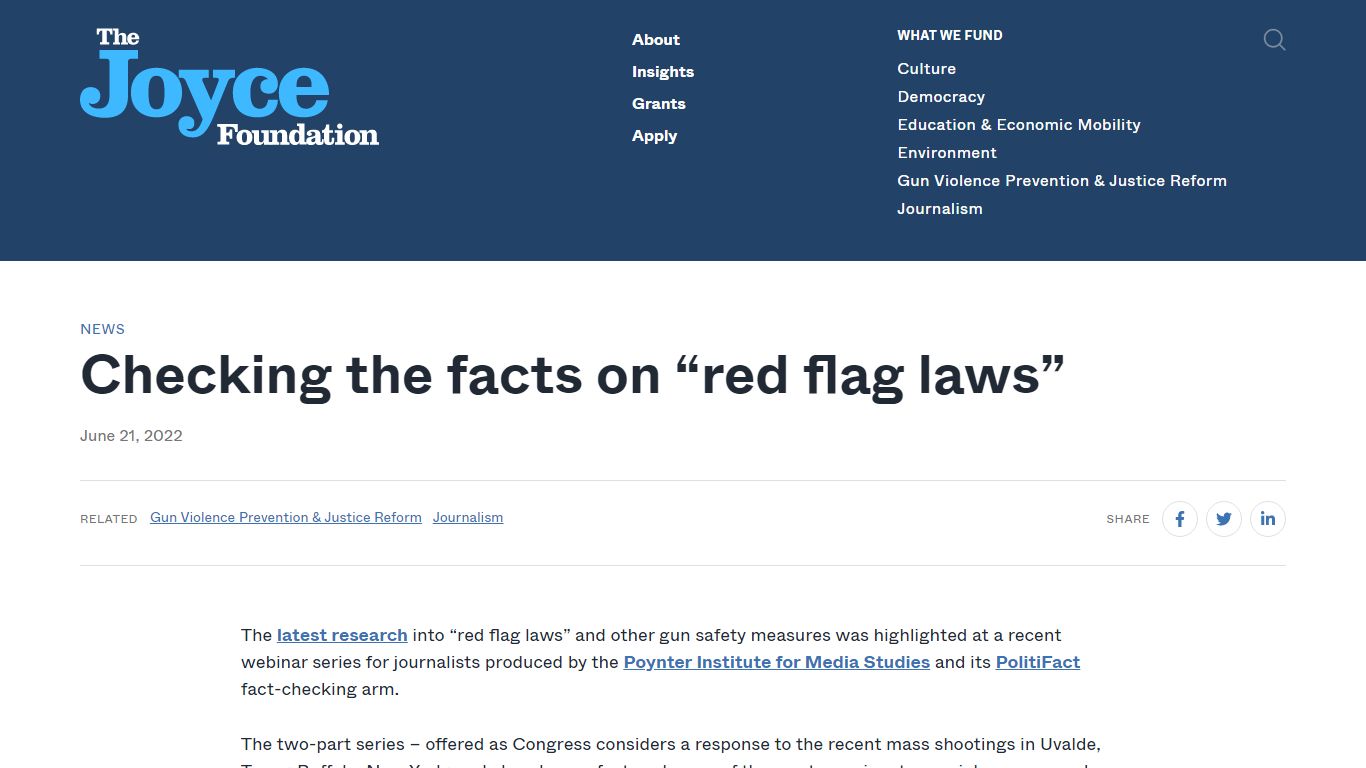 Checking the facts on “red flag laws” - The Joyce Foundation